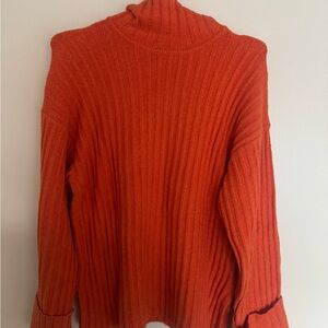Pistola Women's Ribbed Turtleneck oversized Orange Sweater
